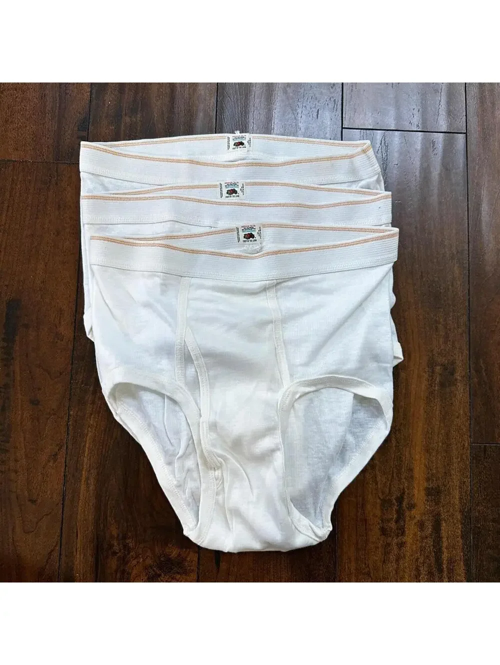 FOTL Briefs Men Size 34 White Cotton Stripes 3 Pair VTG USA Lot 1970s 70s M